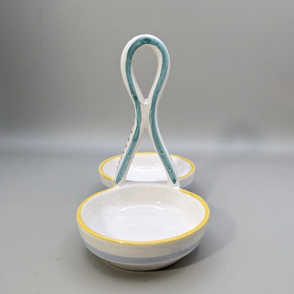 Vintage Ceramiche Deruta Italy Raffaellesco Oil Vinegar Cruet Set Hand Painted